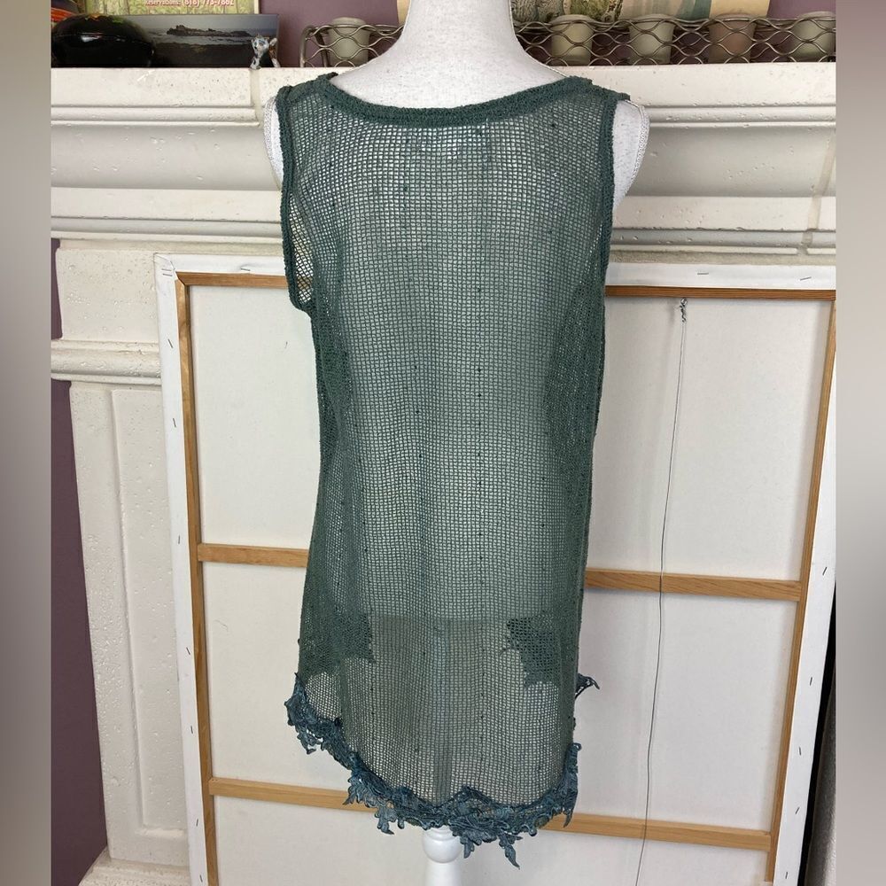 Pretty Angel Sage Mesh Tunic w/gorgeous lace trim and subtle sparkle NWOT - Picture 5 of 10